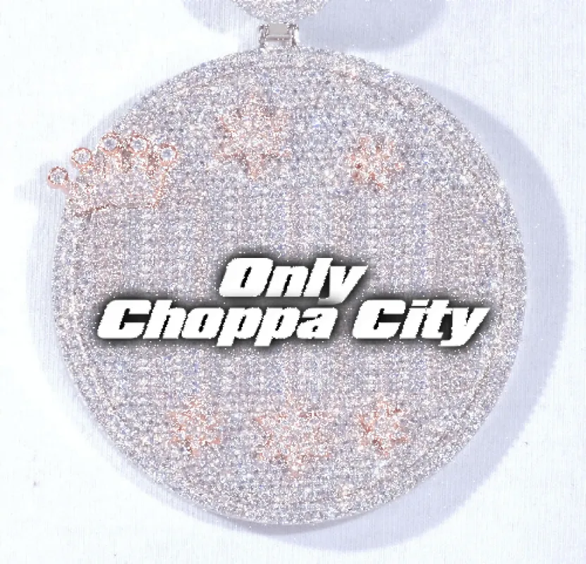 CUSTOM LETTER NECKLACE 3D BIG CROWN DISC sold by The GUU Shop