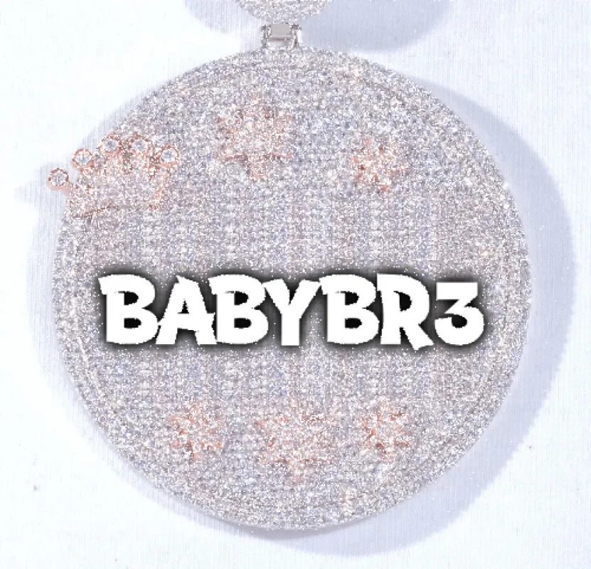 CUSTOM LETTER NECKLACE 3D BIG CROWN DISC sold by The GUU Shop