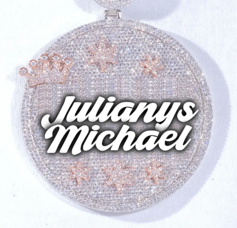 CUSTOM LETTER NECKLACE 3D BIG CROWN DISC sold by The GUU Shop