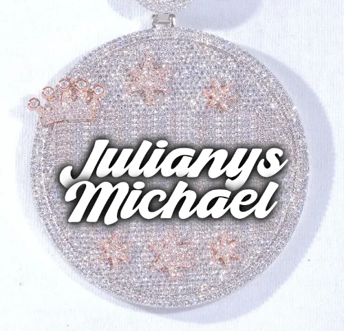 CUSTOM LETTER NECKLACE 3D BIG CROWN DISC sold by The GUU Shop