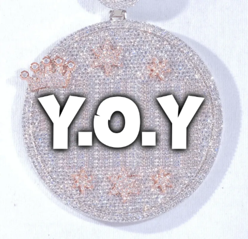 CUSTOM LETTER NECKLACE 3D BIG CROWN DISC sold by The GUU Shop