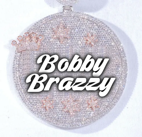 CUSTOM LETTER NECKLACE 3D BIG CROWN DISC sold by The GUU Shop