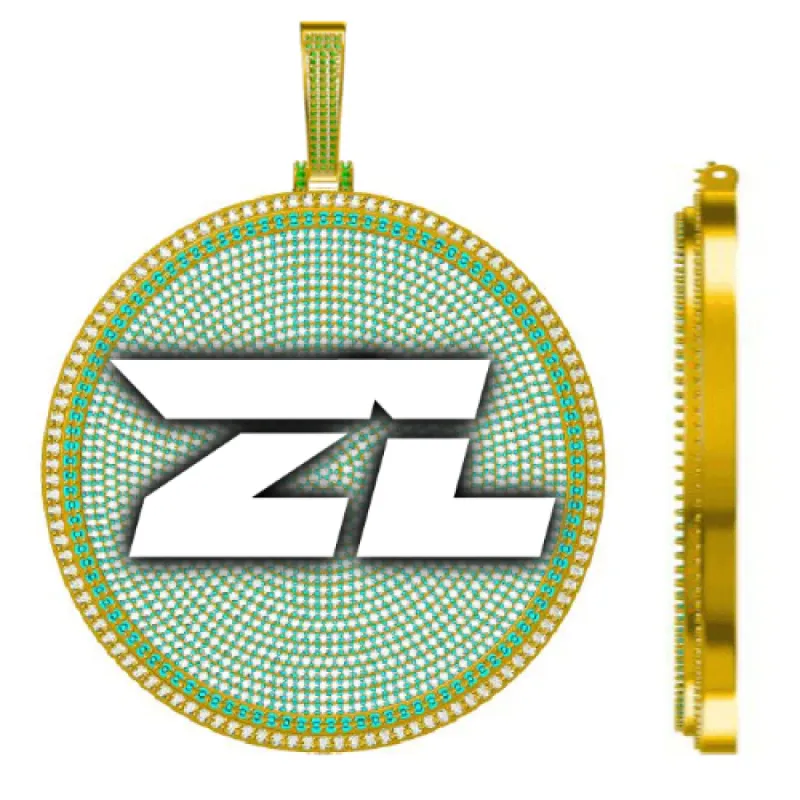 CUSTOM LETTER NECKLACE 3D BIG DISC sold by The GUU Shop