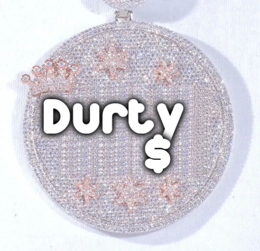 CUSTOM LETTER NECKLACE 3D BIG CROWN DISC sold by The GUU Shop