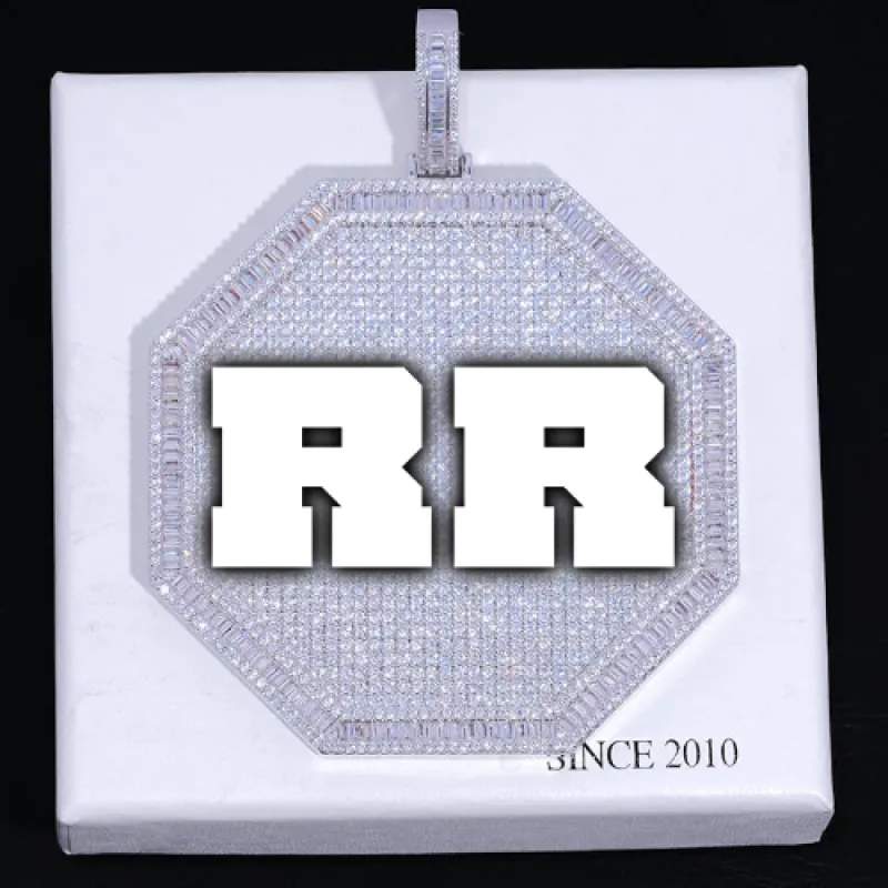 CUSTOM LETTER NECKLACE 3D BIG OCTAGON sold by The GUU Shop