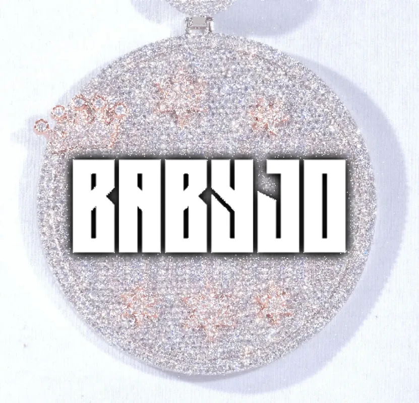 CUSTOM LETTER NECKLACE 3D BIG CROWN DISC sold by The GUU Shop