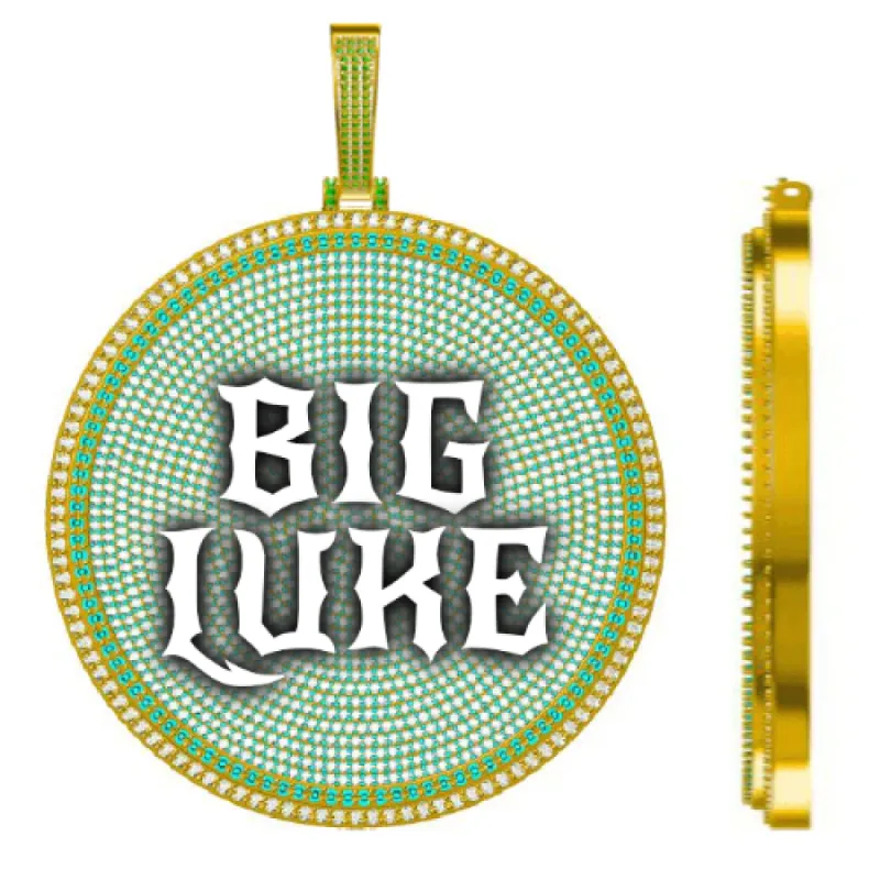 CUSTOM LETTER NECKLACE 3D BIG DISC sold by The GUU Shop