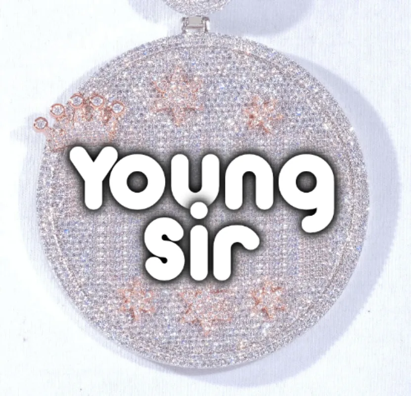 CUSTOM LETTER NECKLACE 3D BIG CROWN DISC sold by The GUU Shop