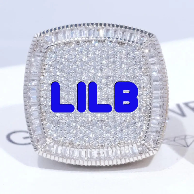 CUSTOM LETTER 3D ICED RING sold by The GUU Shop