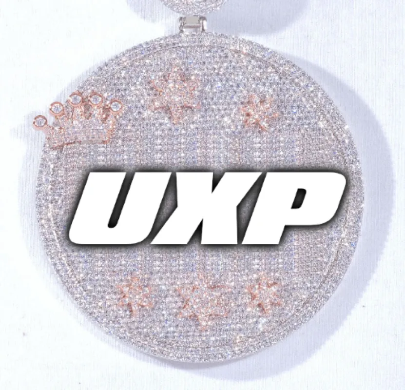 CUSTOM LETTER NECKLACE 3D BIG CROWN DISC sold by The GUU Shop