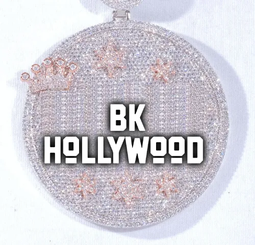 CUSTOM LETTER NECKLACE 3D BIG CROWN DISC sold by The GUU Shop