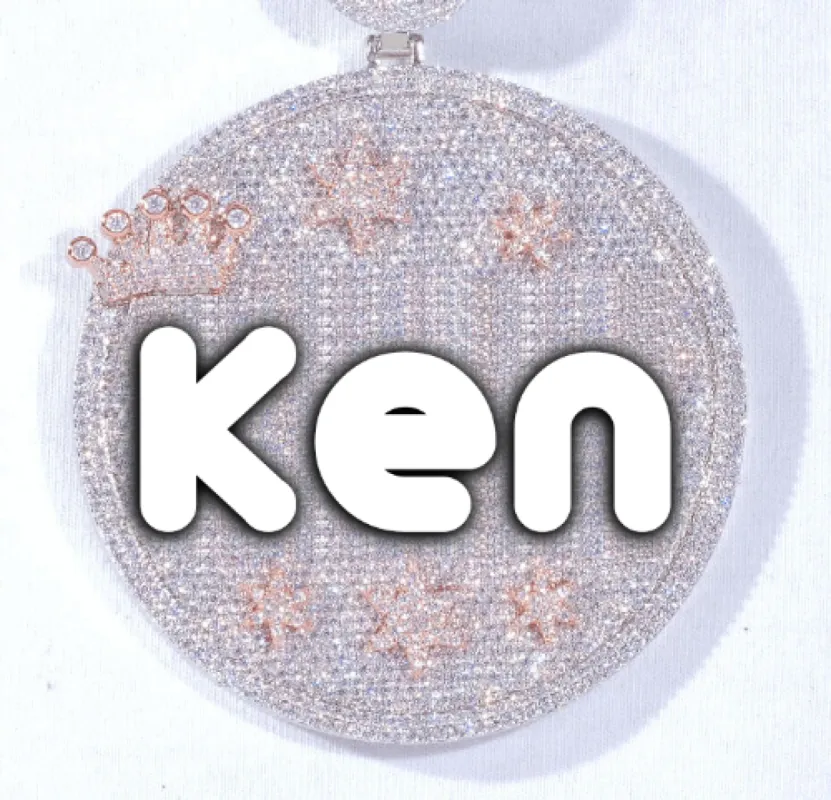 CUSTOM LETTER NECKLACE 3D BIG CROWN DISC sold by The GUU Shop