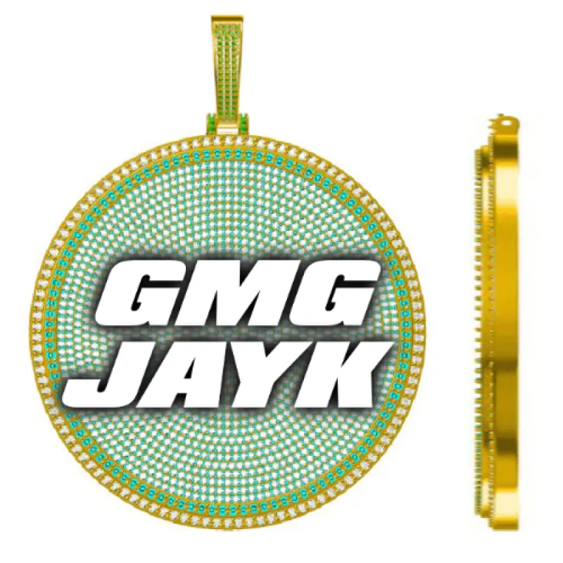 CUSTOM LETTER NECKLACE 3D BIG DISC sold by The GUU Shop