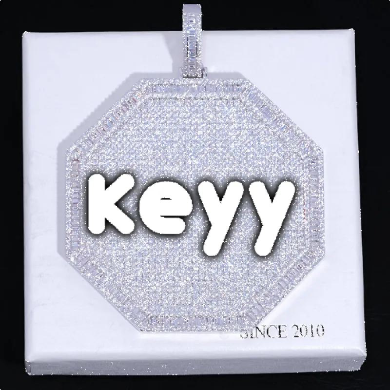 CUSTOM LETTER NECKLACE 3D BIG OCTAGON sold by The GUU Shop