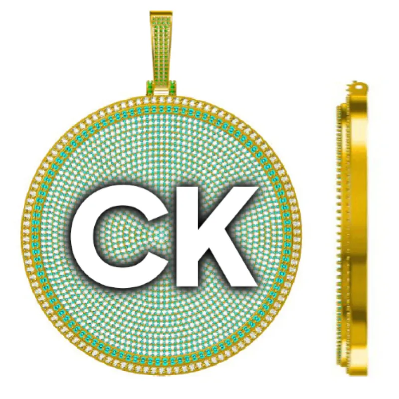 CUSTOM LETTER NECKLACE 3D BIG DISC sold by The GUU Shop