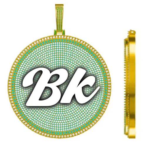 CUSTOM LETTER NECKLACE 3D BIG DISC sold by The GUU Shop