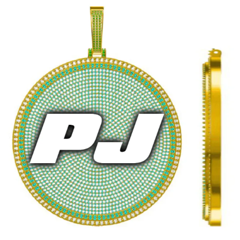 CUSTOM LETTER NECKLACE 3D BIG DISC sold by The GUU Shop