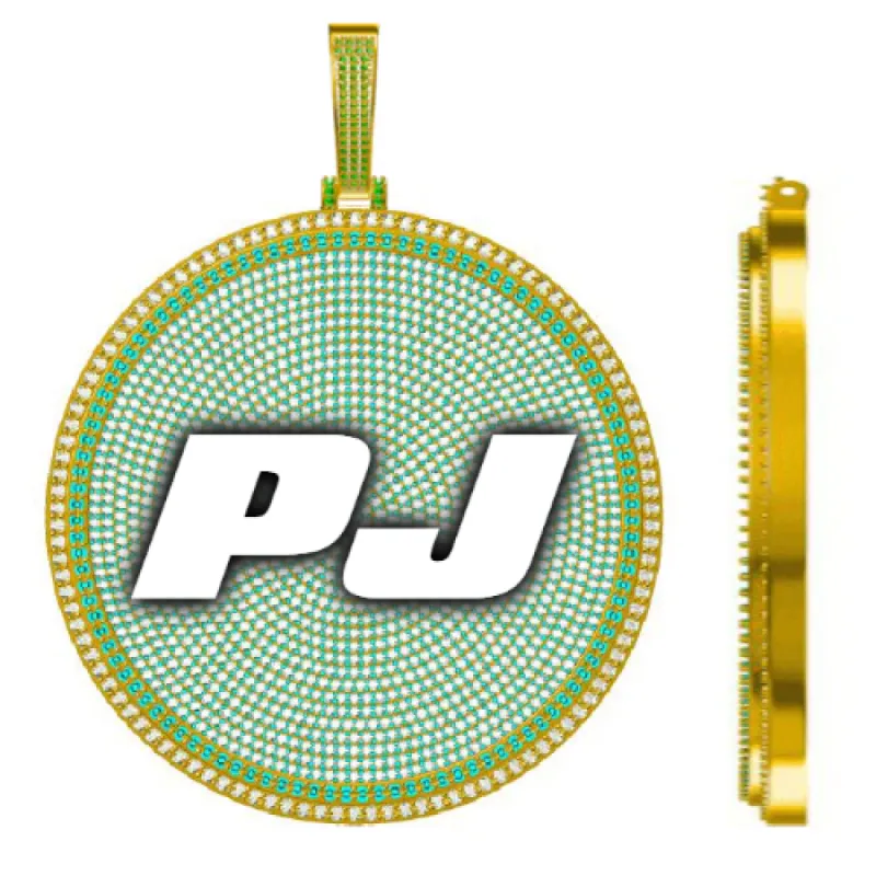 CUSTOM LETTER NECKLACE 3D BIG DISC sold by The GUU Shop