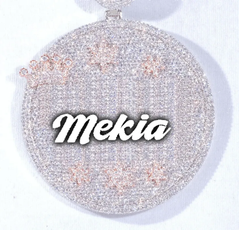 CUSTOM LETTER NECKLACE 3D BIG CROWN DISC made by The GUU Shop