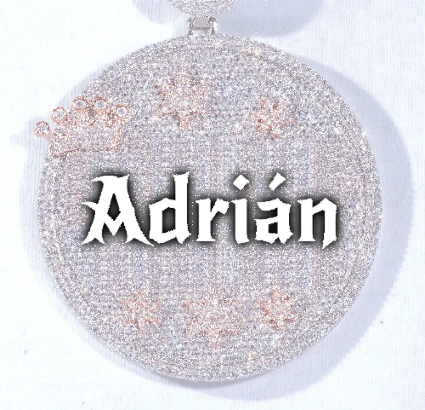 CUSTOM LETTER NECKLACE 3D BIG CROWN DISC sold by The GUU Shop