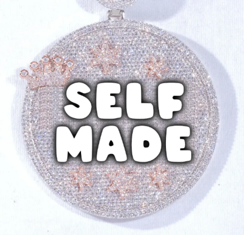 CUSTOM LETTER NECKLACE 3D BIG CROWN DISC sold by The GUU Shop