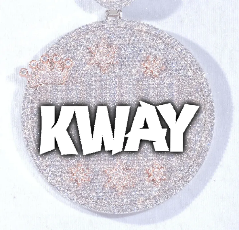 CUSTOM LETTER NECKLACE 3D BIG CROWN DISC made by The GUU Shop