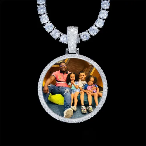 925S & VVS Moissanite 3D Circle Custom Picture Pendant sold by The GUU Shop