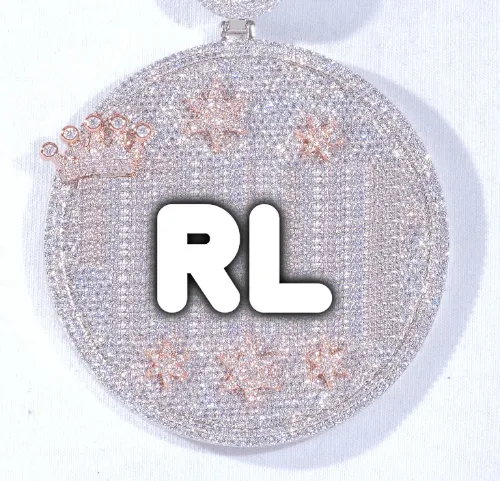 CUSTOM LETTER NECKLACE 3D BIG CROWN DISC sold by The GUU Shop