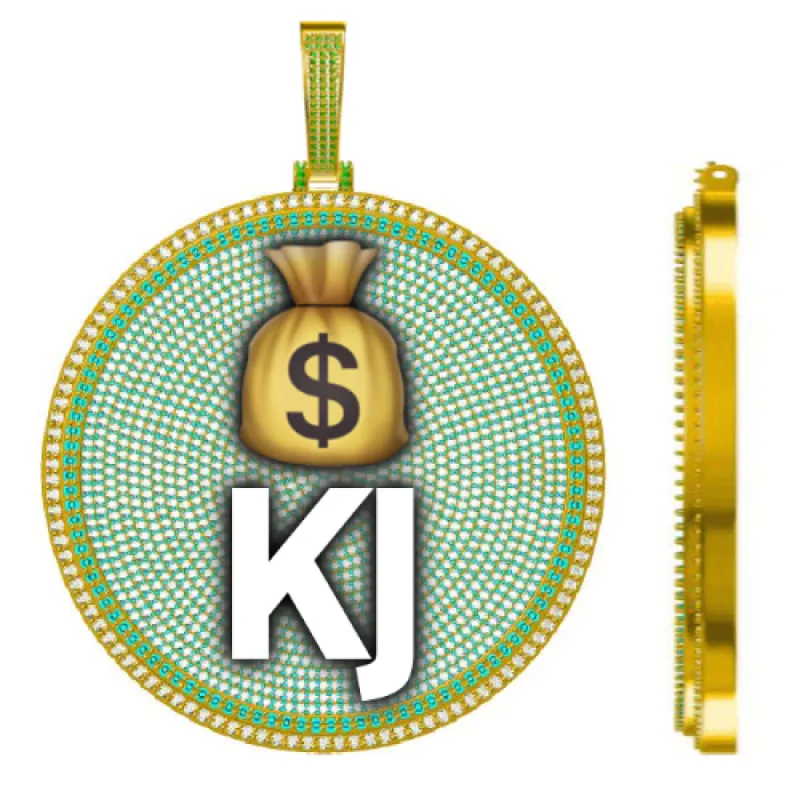 CUSTOM LETTER NECKLACE 3D BIG DISC sold by The GUU Shop