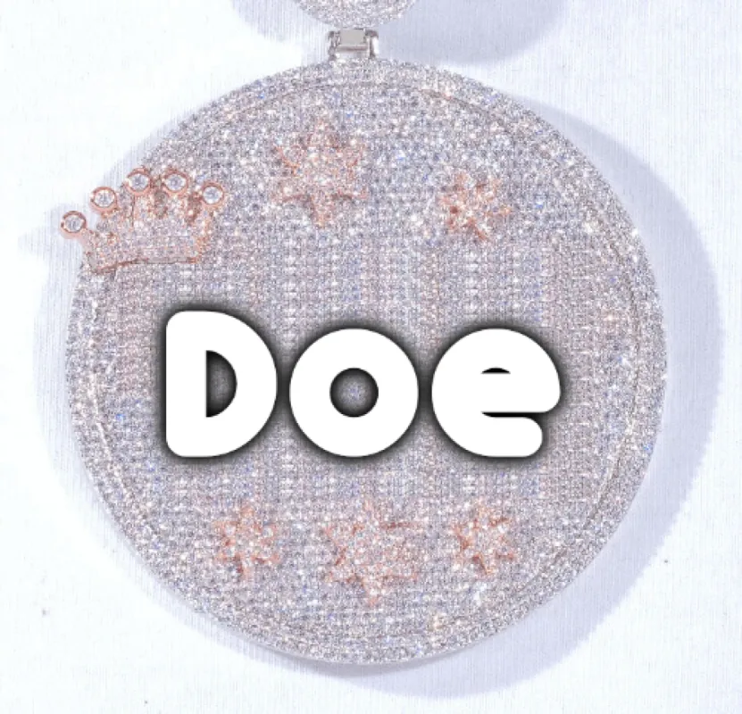 CUSTOM LETTER NECKLACE 3D BIG CROWN DISC sold by The GUU Shop