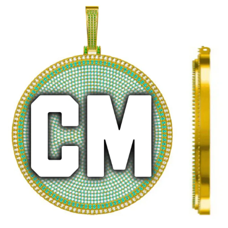 CUSTOM LETTER NECKLACE 3D BIG DISC sold by The GUU Shop