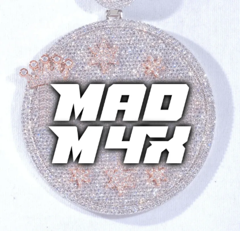 CUSTOM LETTER NECKLACE 3D BIG CROWN DISC sold by The GUU Shop