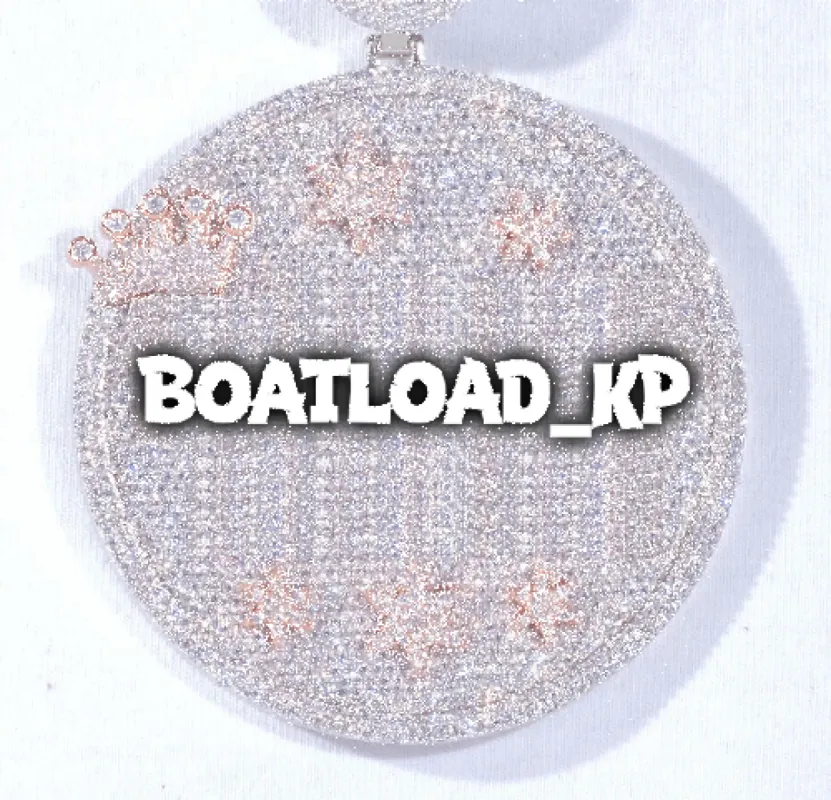 CUSTOM LETTER NECKLACE 3D BIG CROWN DISC sold by The GUU Shop