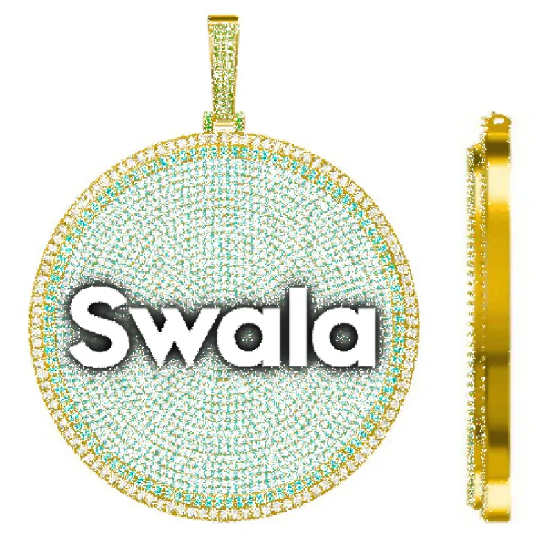 CUSTOM LETTER NECKLACE 3D BIG DISC sold by The GUU Shop