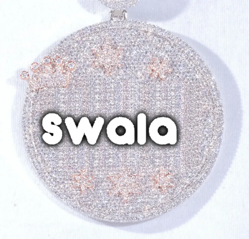 CUSTOM LETTER NECKLACE 3D BIG CROWN DISC sold by The GUU Shop