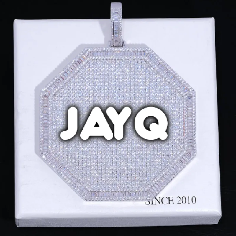 CUSTOM LETTER NECKLACE 3D BIG OCTAGON sold by The GUU Shop
