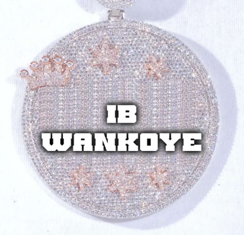 CUSTOM LETTER NECKLACE 3D BIG CROWN DISC sold by The GUU Shop