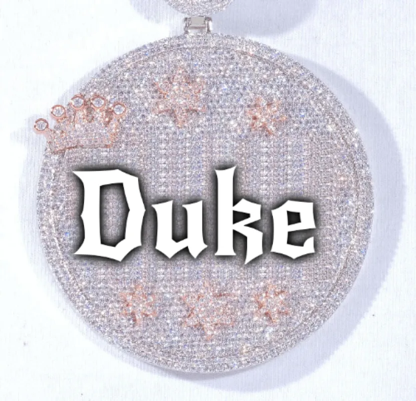 CUSTOM LETTER NECKLACE 3D BIG CROWN DISC sold by The GUU Shop