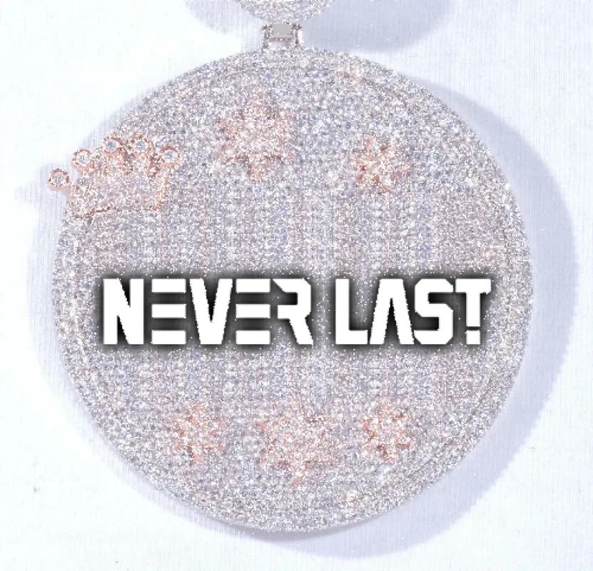 CUSTOM LETTER NECKLACE 3D BIG CROWN DISC sold by The GUU Shop