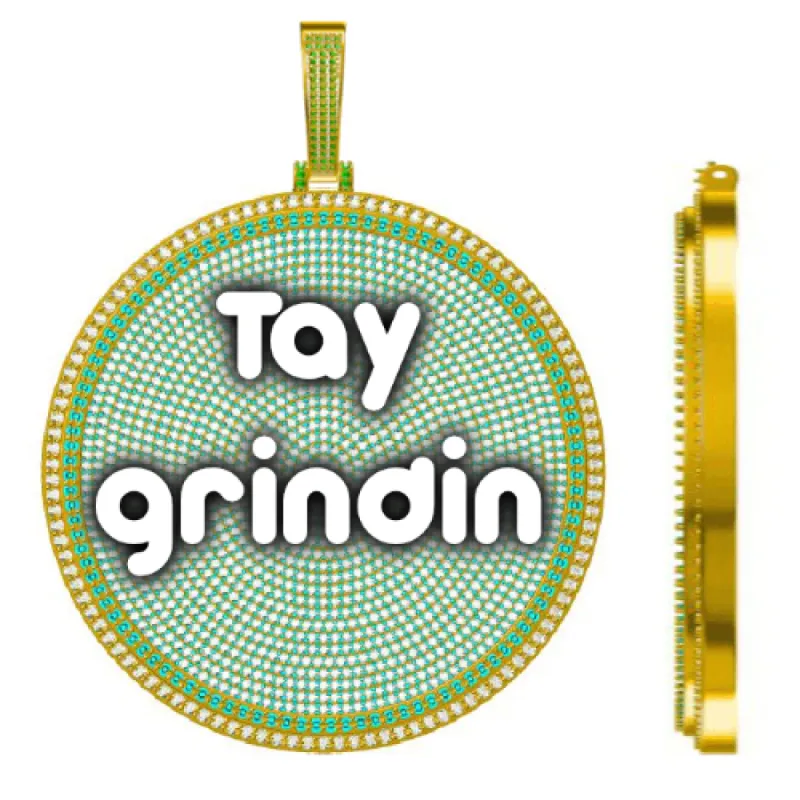 CUSTOM LETTER NECKLACE 3D BIG DISC sold by The GUU Shop