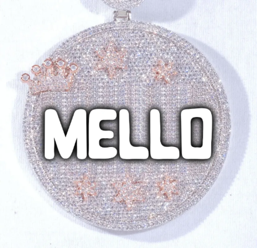 CUSTOM LETTER NECKLACE 3D BIG CROWN DISC sold by The GUU Shop