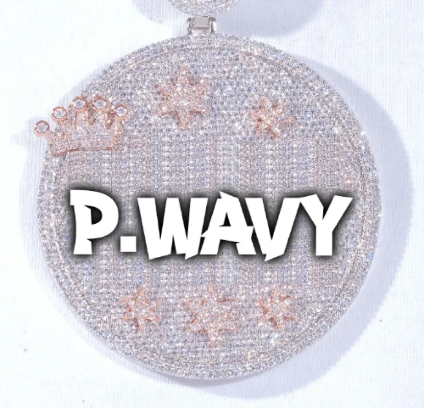 CUSTOM LETTER NECKLACE 3D BIG CROWN DISC sold by The GUU Shop