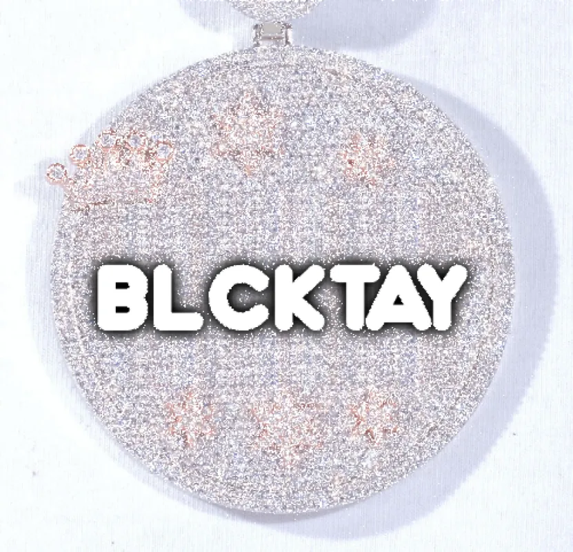 CUSTOM LETTER NECKLACE 3D BIG CROWN DISC sold by The GUU Shop