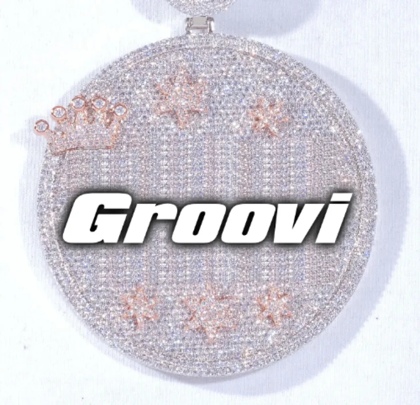 CUSTOM LETTER NECKLACE 3D BIG CROWN DISC sold by The GUU Shop