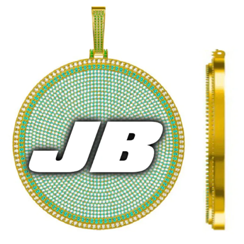 CUSTOM LETTER NECKLACE 3D BIG DISC sold by The GUU Shop