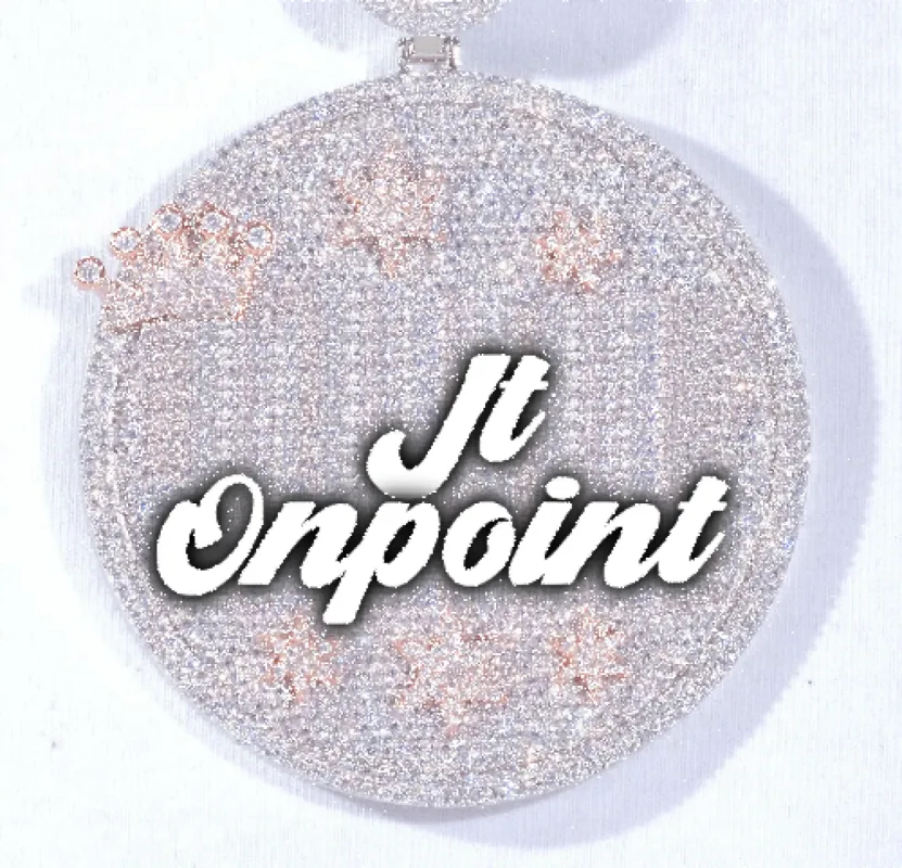 CUSTOM LETTER NECKLACE 3D BIG CROWN DISC sold by The GUU Shop