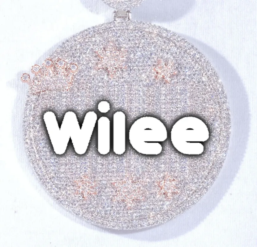 CUSTOM LETTER NECKLACE 3D BIG CROWN DISC made by The GUU Shop