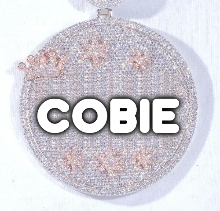 CUSTOM LETTER NECKLACE 3D BIG CROWN DISC sold by The GUU Shop