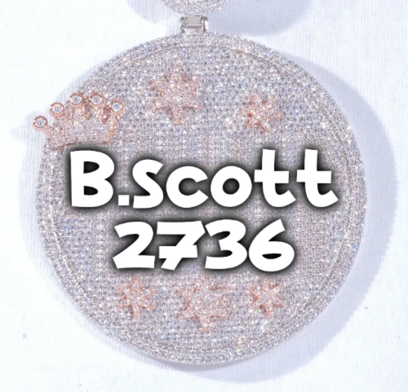 CUSTOM LETTER NECKLACE 3D BIG CROWN DISC sold by The GUU Shop