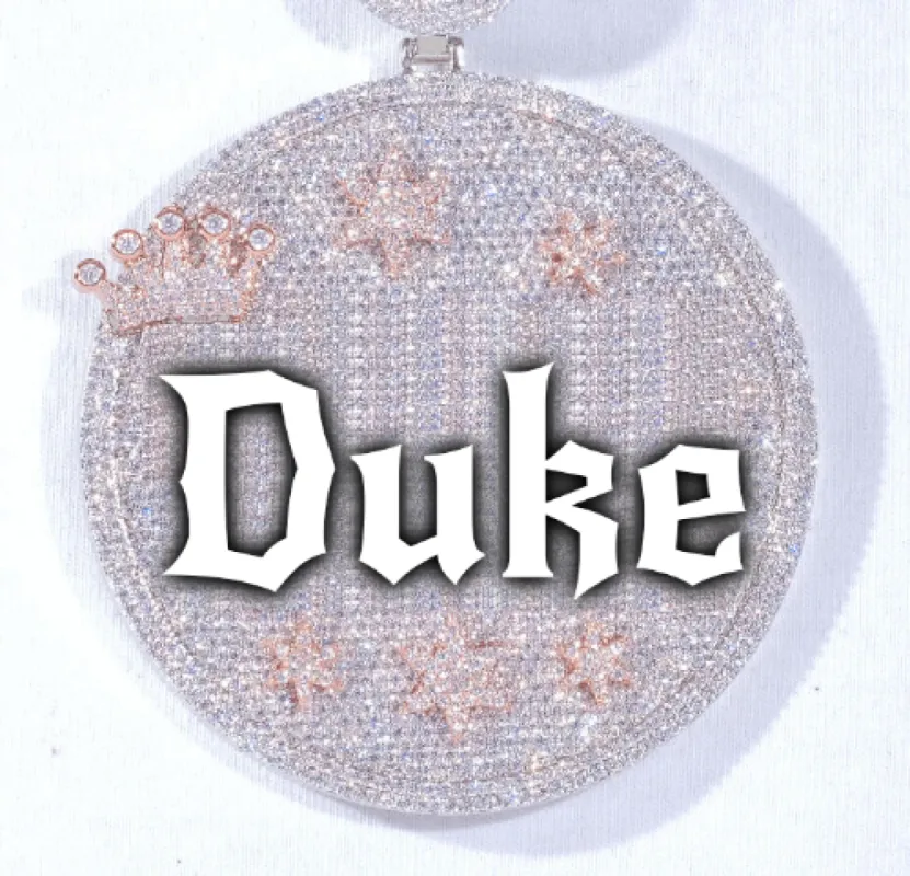 CUSTOM LETTER NECKLACE 3D BIG CROWN DISC sold by The GUU Shop